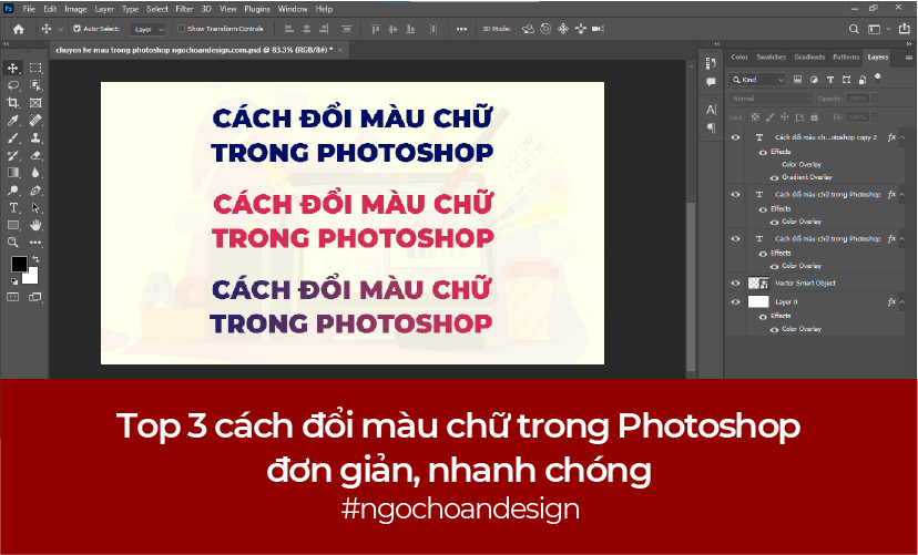 Top 3 Cách đổi màu chữ trong Photoshop đơn giản, nhanh chóng