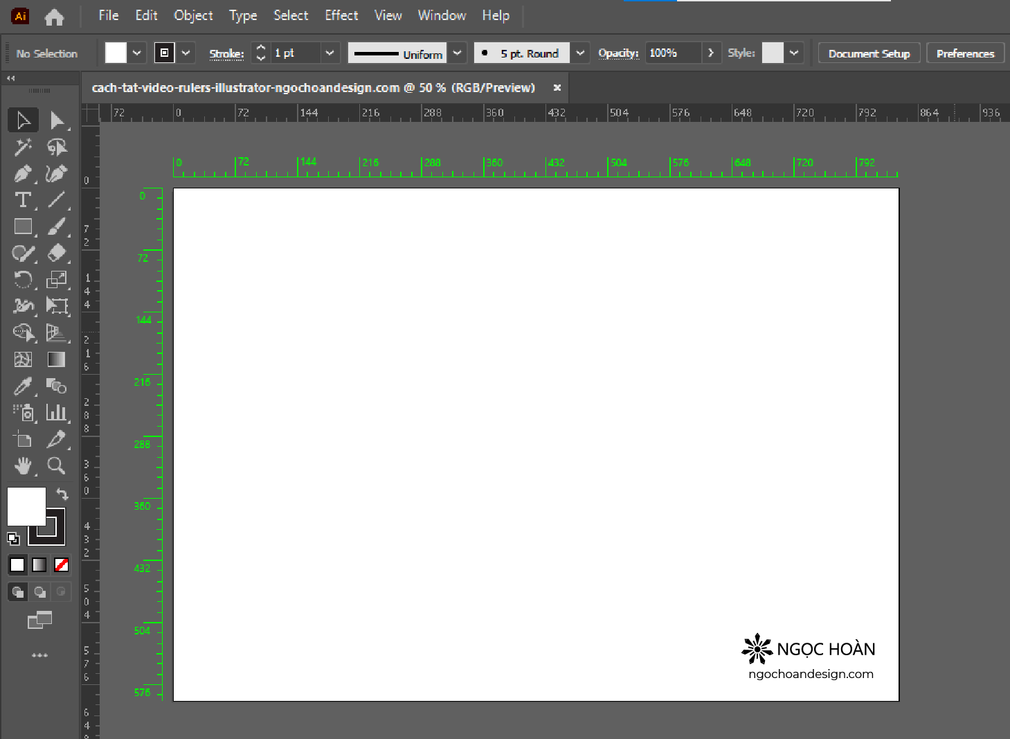 Cách tắt thước kẻ xanh cạnh Artboard trong Ai (illustrator) nhanh chóng